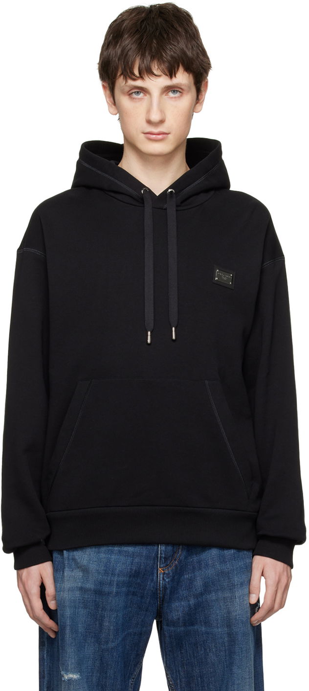 Sweatshirt Dolce & Gabbana Black Plaque Hoodie Sort | G9ZU0TG7F2G, 0