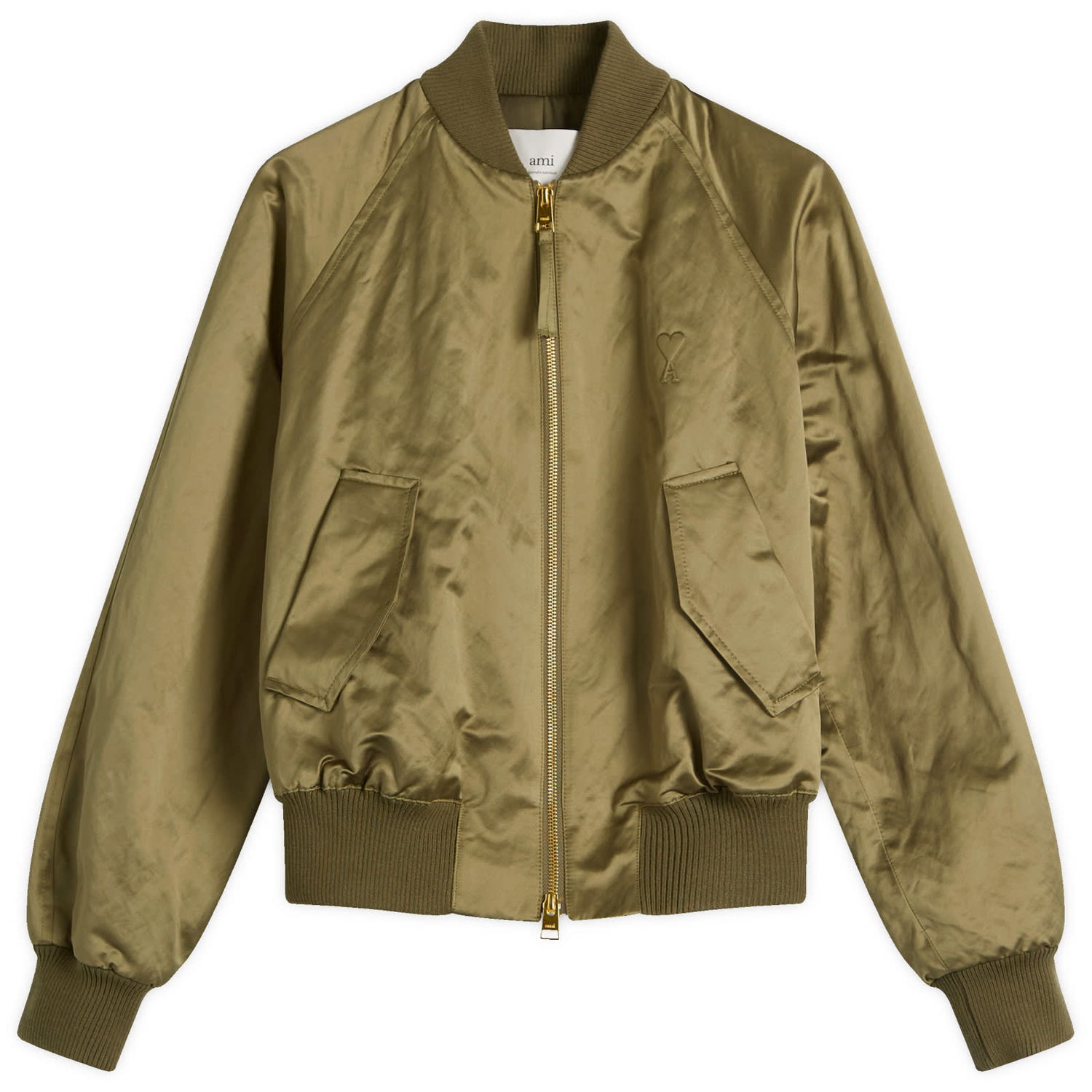 Bomberjakke AMI Women's De Coeur Bomber Jacket, Size Large Grøn | FJK011-CO0100-376, 0