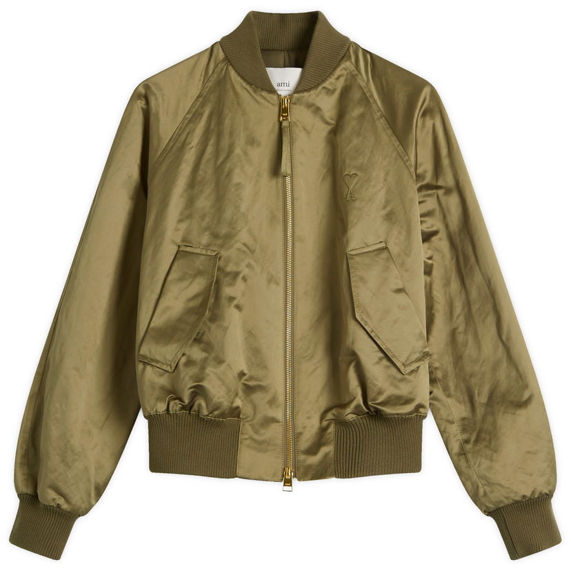 Bomberjakke AMI Women's De Coeur Bomber Jacket, Size Large Grøn | FJK011-CO0100-376