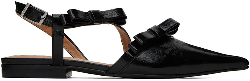 Skopleje GANNI GANNI Multi Bow Pointy Cut-Out Ballerina Flats Sort | S2436