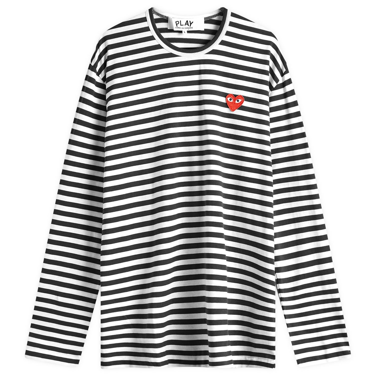 T-shirt Comme des Garçons Long Sleeve Stripe T-Shirt With Logo Hvid | AX-T164-051-1, 0