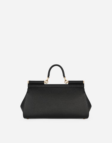 Håndtaske Dolce & Gabbana Dolce & Gabbana Sicily Elongated Leather Handbag Sort | BB7117A100180999, 3