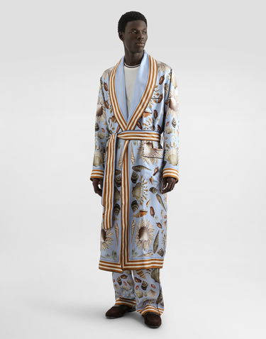 Bukser Dolce & Gabbana Dolce & Gabbana Silk Twill Shell-Print Trousers Blå | GVRMATHI1ZBHC5PK, 3