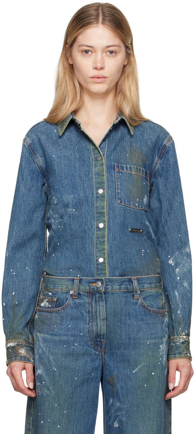Skjorte Helmut Lang Helmut Lang Painted Denim Shirt Blå | O05DW102