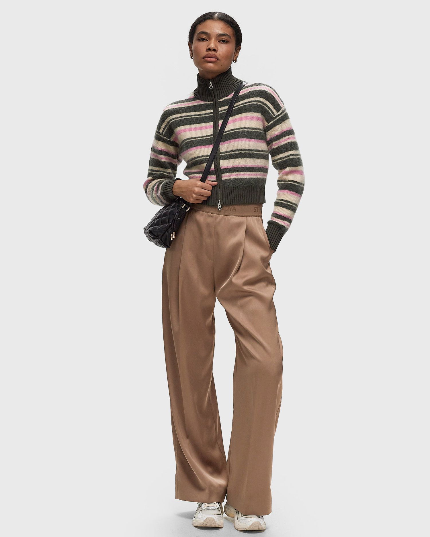 Sweater Samsoe Samsoe Samsøe & Samsøe Jeanne Striped Cropped Cardigan Flerfarvet | F23300143-FOREST_NIGHT_ST, 1