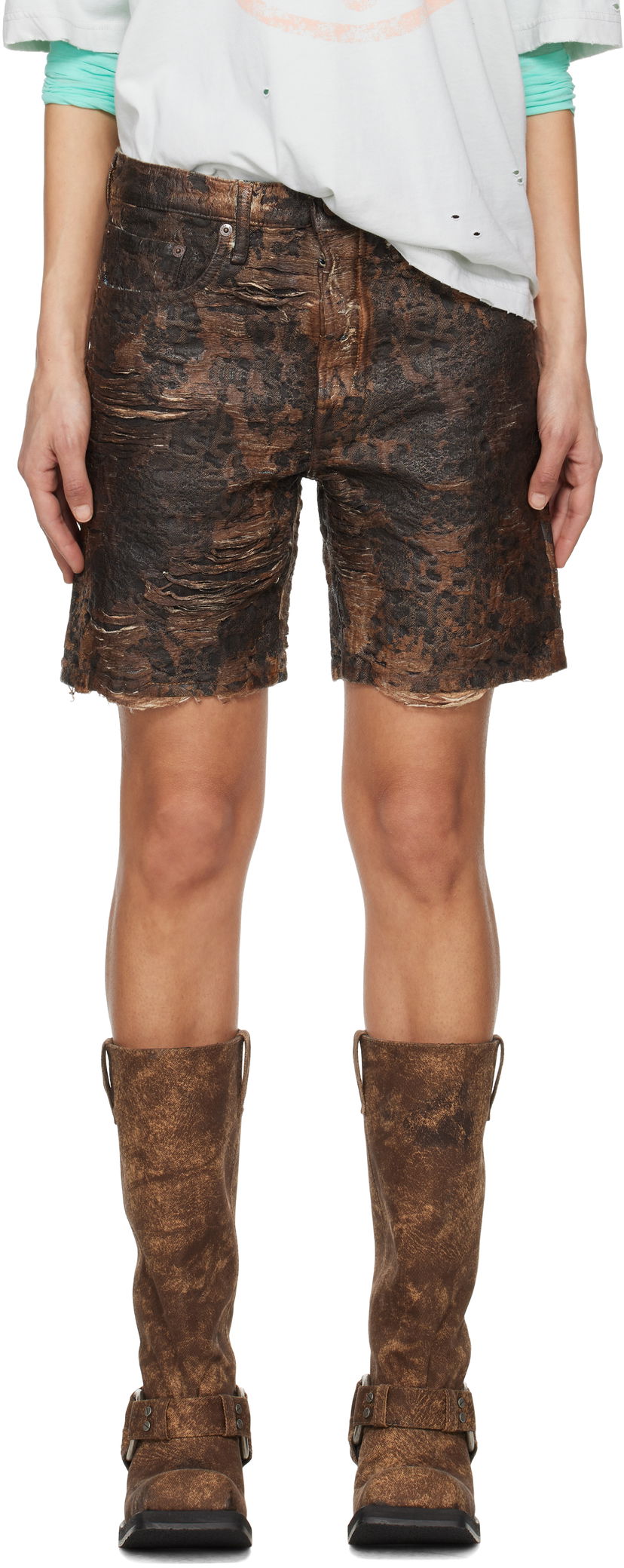 Shorts Acne Studios Acne Studios Monogram Loose-Fit Denim Shorts Brun | BE0176-