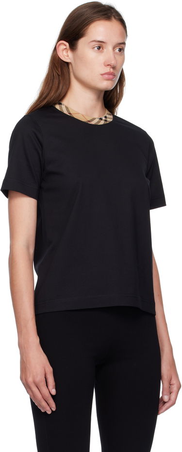 T-shirt Burberry Burberry Check Trim Cotton Tee Sort | 8110271, 1