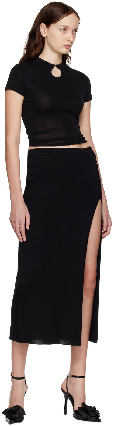 Nederdel BEC + BRIDGE BEC + BRIDGE Sorrento Midi Skirt with Side Slit Sort | H22-30388, 3