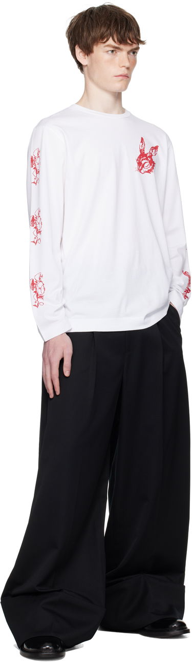 T-shirt Simone Rocha Simone Rocha Tortoise & Hare Graphic Long Sleeve T-Shirt Hvid | 5194P51-M 0569, 3