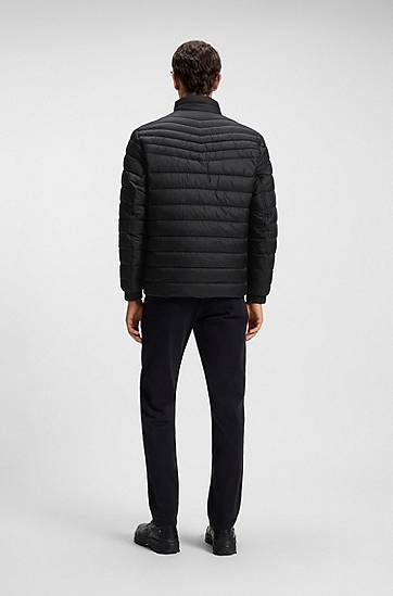 Puffer jakke BOSS Packable slim-fit jacket with water-repellent mixed quilting Sort | 50549252, 1