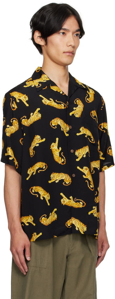 Skjorte WACKO MARIA WACKO MARIA Tim Lehi Tiger Print Shirt Sort | 25SS-WMS-HI08, 1