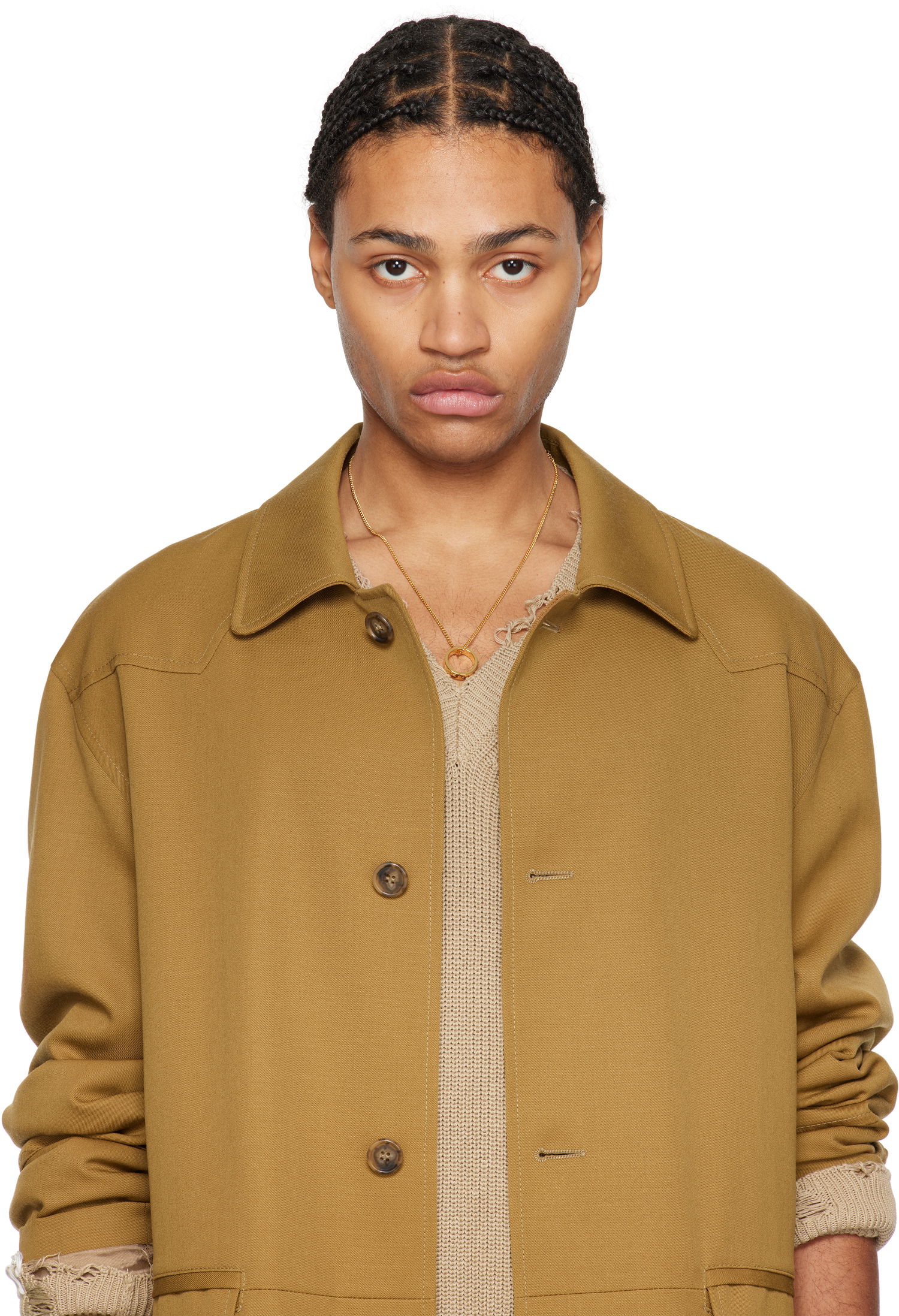 Halskæde Maison Margiela MM6 Numeric Minimal Signature Pendant Ring Necklace Beige | SM6UU0048 P6469, 1
