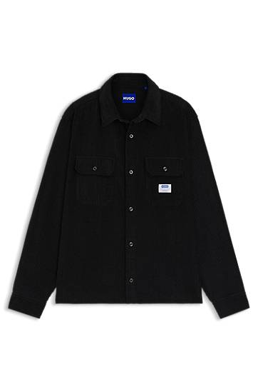 Skjorte BOSS Oversized-fit Cotton Corduroy Shirt Sort | 50549793, 0