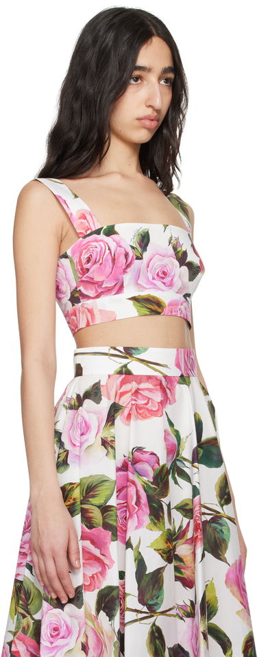 Nederdel Dolce & Gabbana Dolce&Gabbana Rose-Print Crop Top Hvid | F7U70T HS5S4, 1