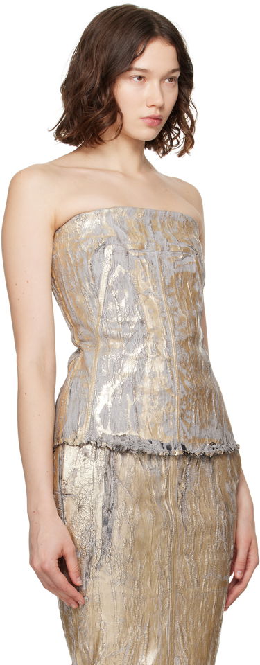 Tanktop Rick Owens Rick Owens Megacrust Stretch Denim Lido Bustier Top Metalisk | RO01E7127 SGMC, 1