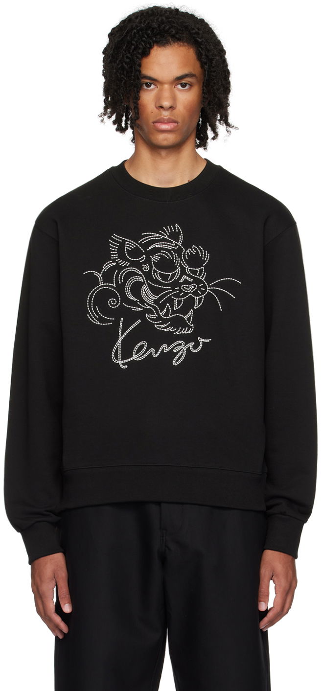 Sweatshirt KENZO Black Paris Star Tiger Sweatshirt Sort | FE65SW2184MG