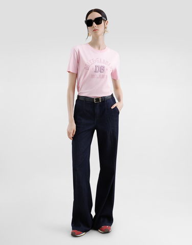 T-shirt Dolce & Gabbana Dolce & Gabbana Oversize Jersey T-Shirt with DG Logo Embroidery Lyserød | F8V42ZGDCX2F2528, 1