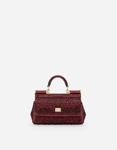 Håndtaske Dolce & Gabbana Dolce & Gabbana Small Sicily Crystal Embellished Handbag Bourgogne | BB7116A56458Q132, 0
