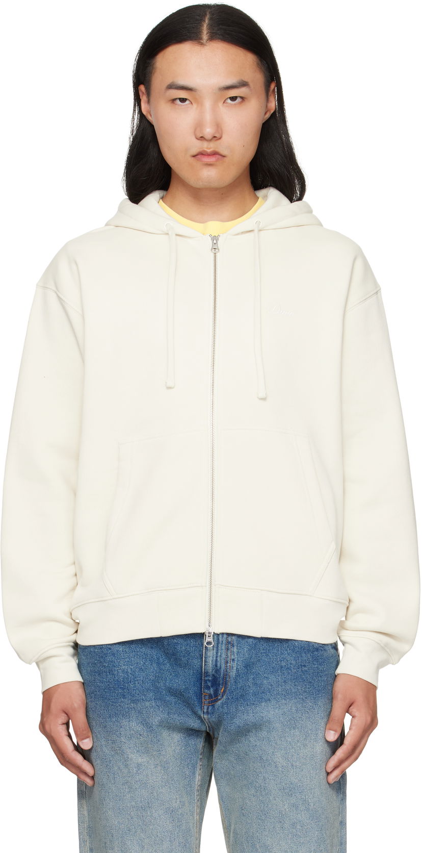 Sweatshirt Dime Dime Cursive Zip Hoodie Hvid | DIMEFA2573NAT