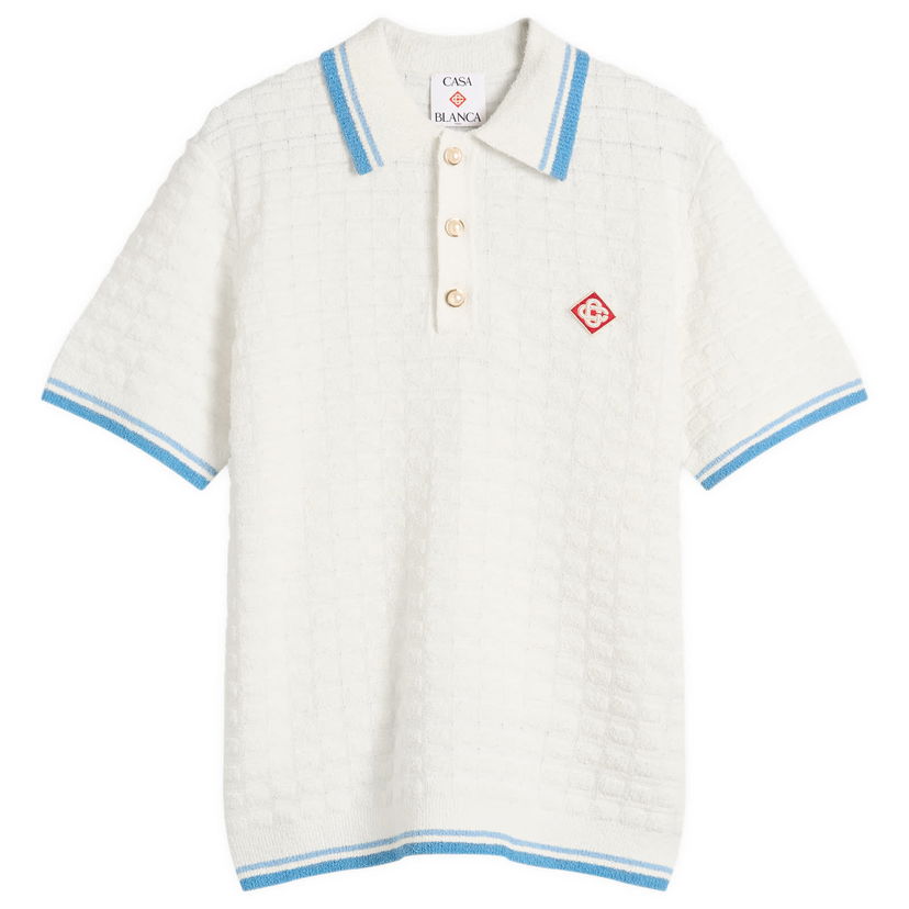 Polo skjorte Casablanca Casablanca Boucle Polo, Size Large Hvid | MPF25-KW-999-01