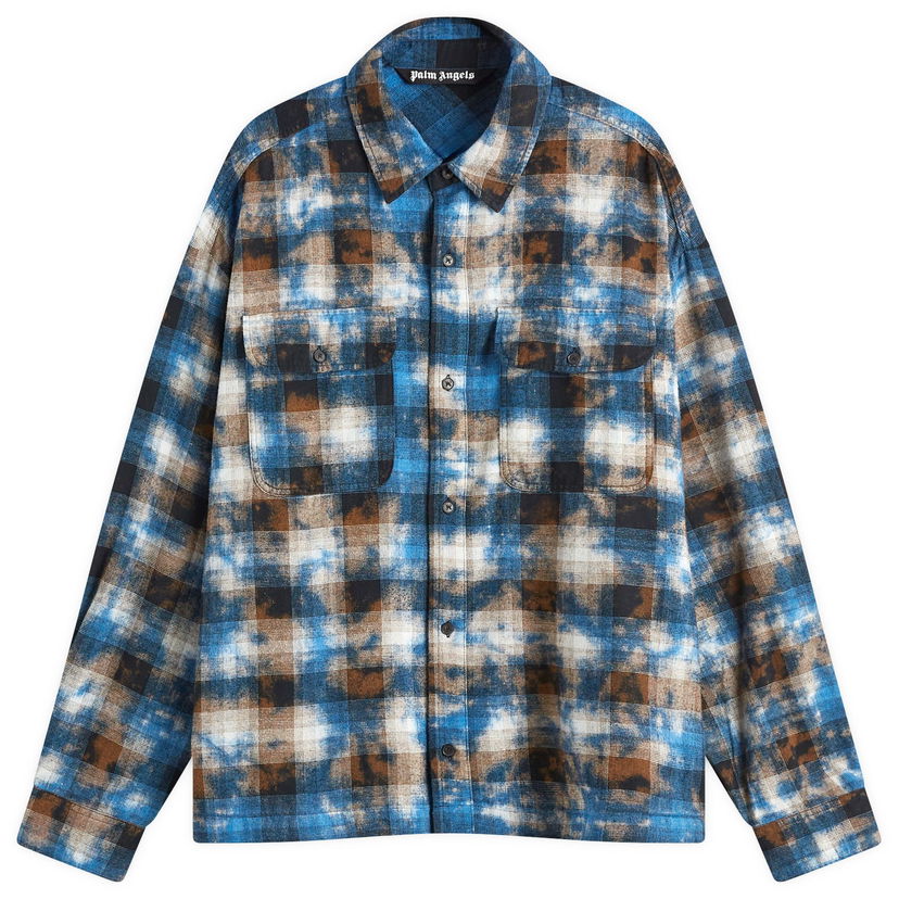 Skjorte Palm Angels Checked Shirt Blå | PMGE043S25FAB0034003