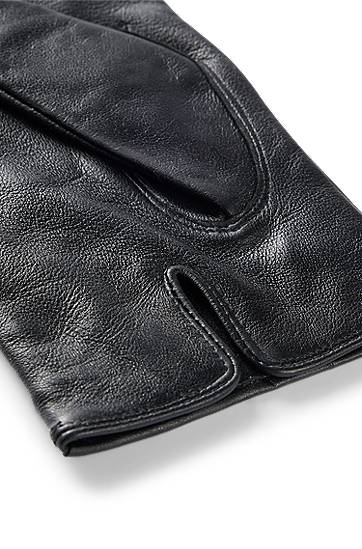Handsker BOSS Touchscreen-Friendly Leather Gloves with Metallic Logo Lettering Sort | 50526681, 1