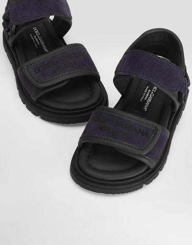 Tilbehør Dolce & Gabbana Dolce & Gabbana Split Leather Sandals With Logo Print Mørkeblå | DL0085A443489853, 3