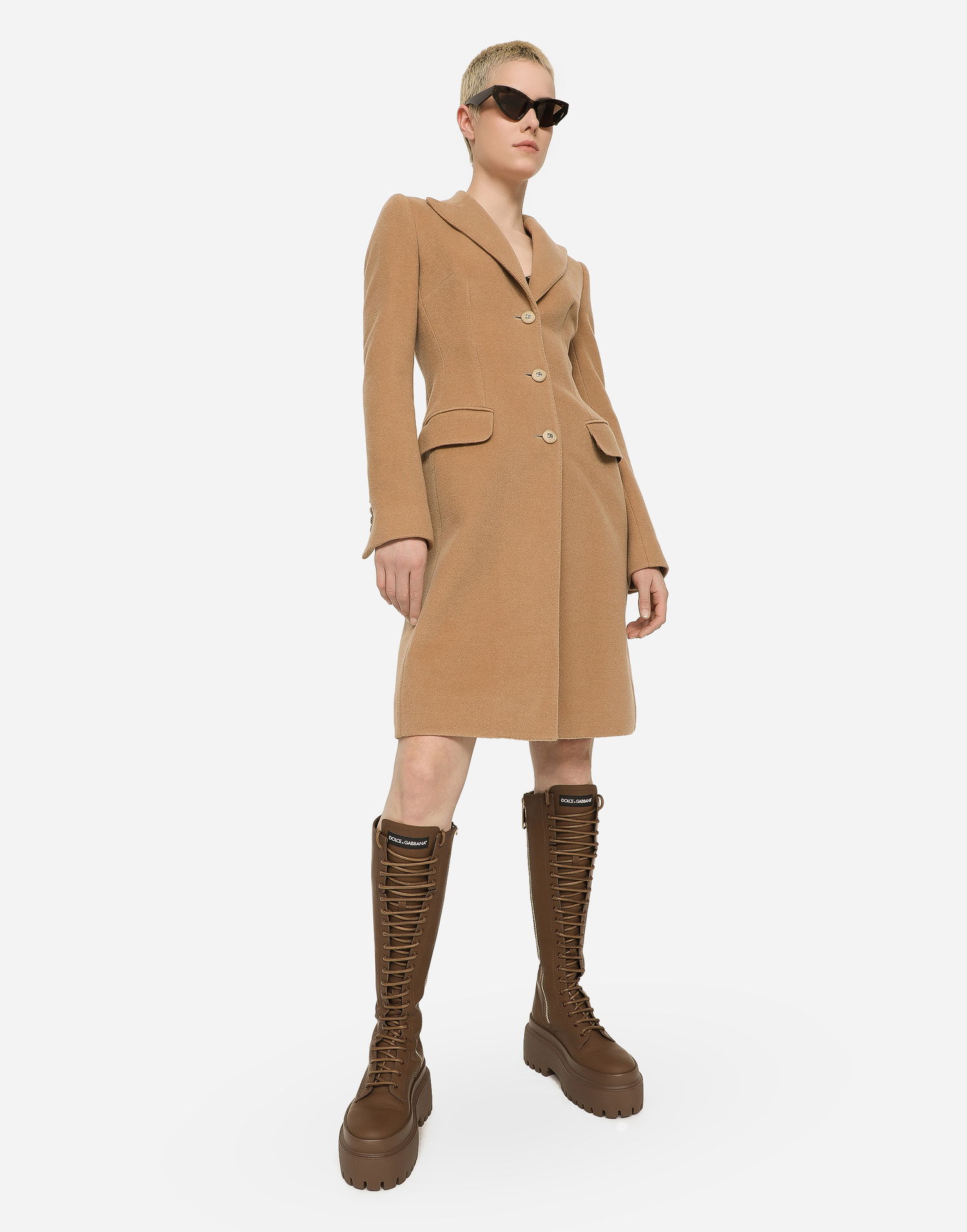 Trenchcoat Dolce & Gabbana Single-breasted Wool Coat Beige | F0Q41TFU2L4M0179, 1