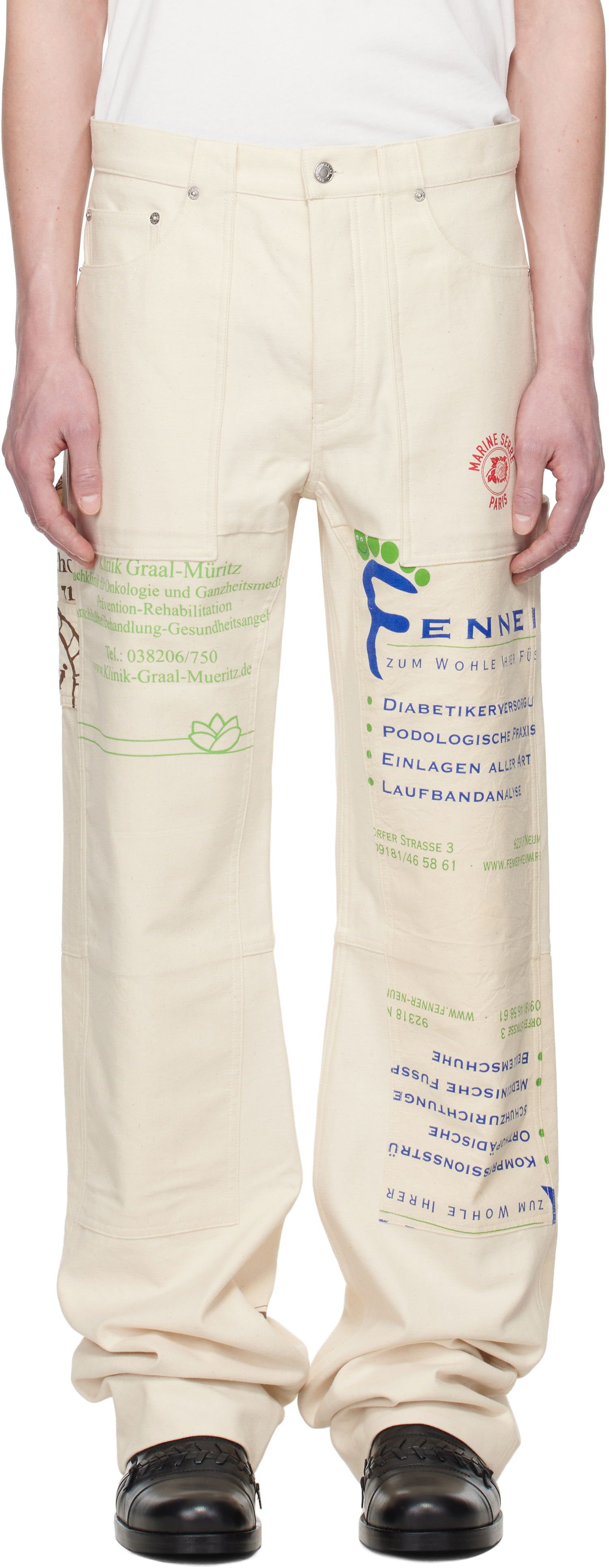 Jeans Marine Serre Marine Serre Regenerated Workwear Trousers Beige | UPA059A UWOV0009, 0