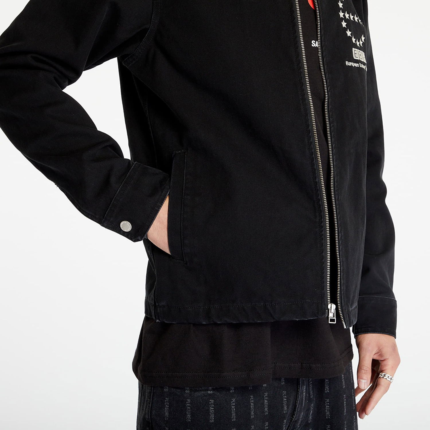 Jakke Pleasures Echo Work Jacket Sort | P23SU002 BLACK, 1