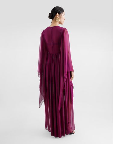 Kjole Dolce & Gabbana Dolce & Gabbana Silk Chiffon Caftan Dress with Drawstring Lilla | F6TLZTFU1ATFA130, 2