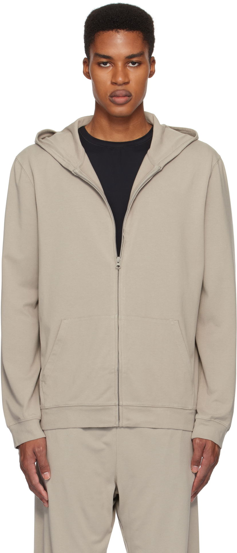 Sweatshirt SKIMS Jersey Lounge Zip-Up Hoodie Grå | TP-ZUP-5417M