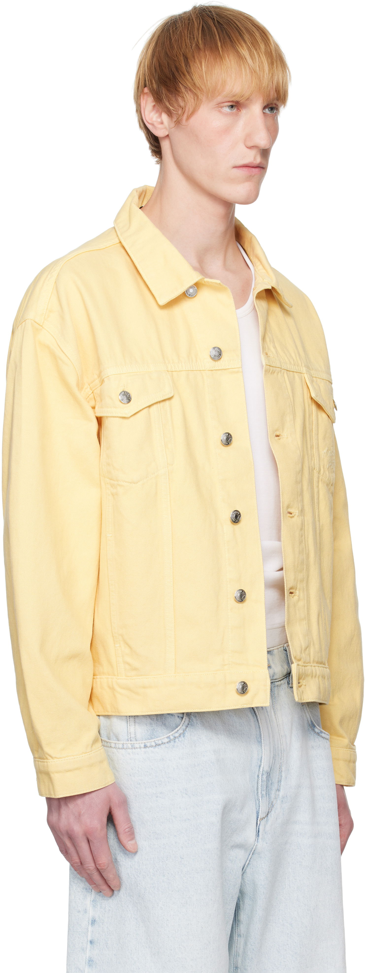 Jakke MAISON KITSUNÉ Maison Kitsuné Trucker Denim Jacket Gul | OM02103WD4012, 1
