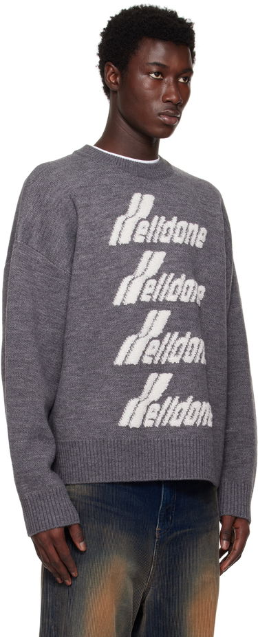 Sweater We11done Jacquard Knit Sweater Grå | WD-KO1-22-666-U-GY, 4
