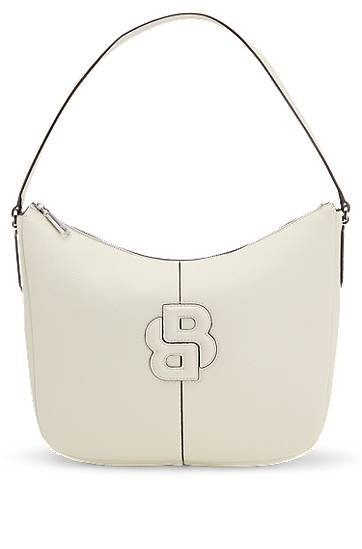 Skuldertaske BOSS Balenciaga Hobo Bag with Double B Monogram Hvid | 50541459