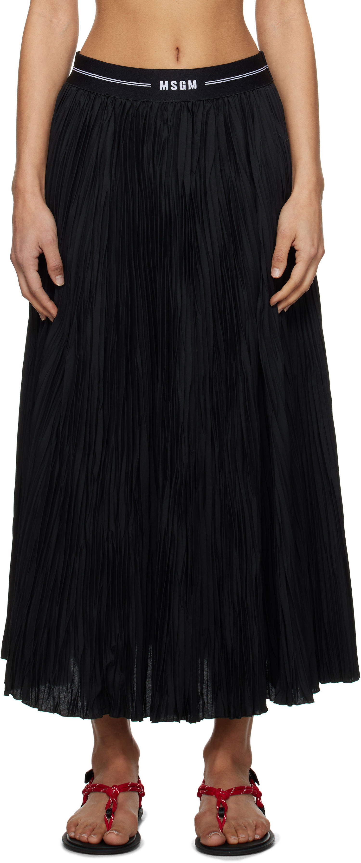 Nederdel MSGM MSGM Pleated Midi Skirt Sort | 3841MDD29P 257264, 0