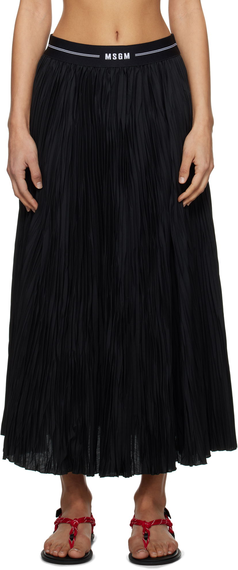 Nederdel MSGM MSGM Pleated Midi Skirt Sort | 3841MDD29P 257264