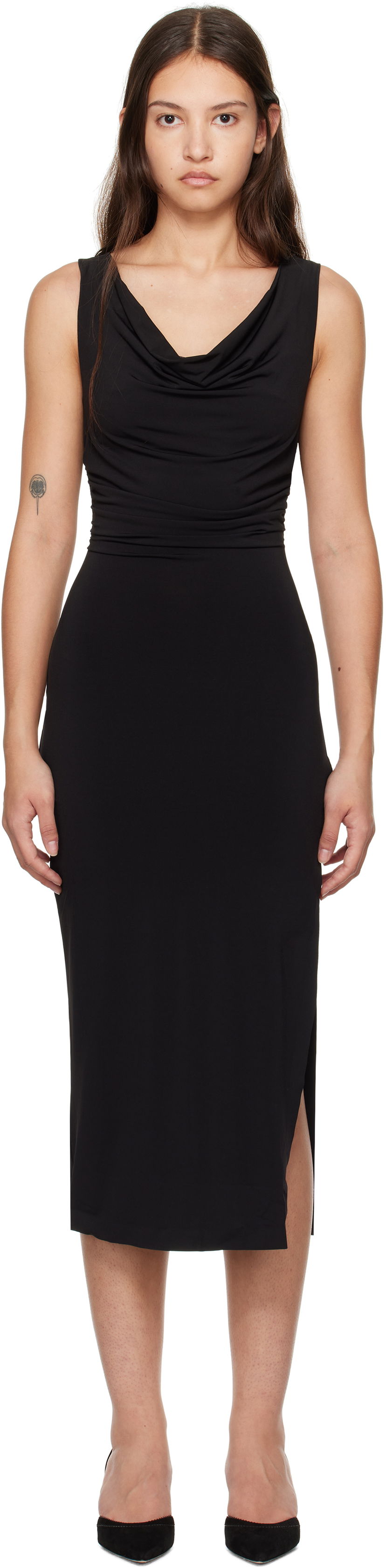 Kjole GUIZIO Guizio Cara Cowl Neck Midi Dress Sort | H24416K012
