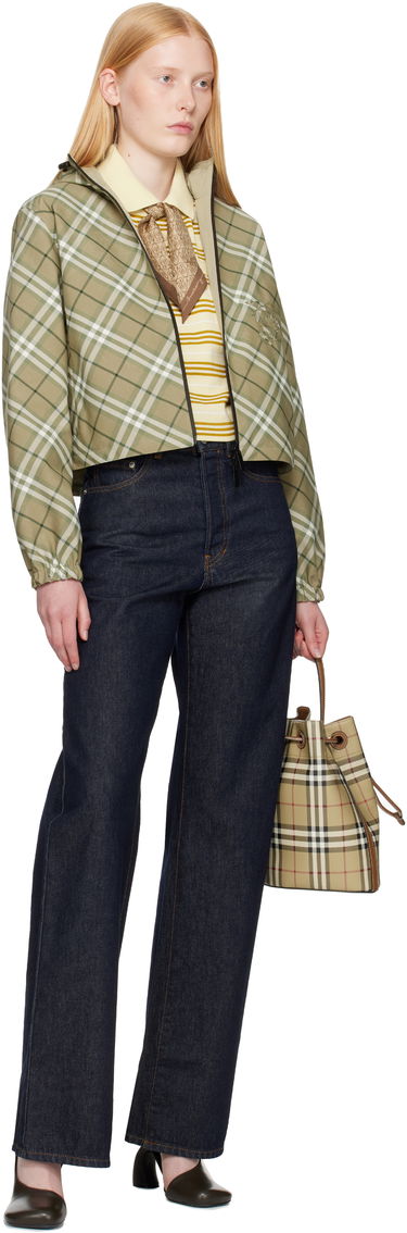Vindjakke Burberry Burberry Cropped Check Reversible Hoodie Grøn | 8105850, 4