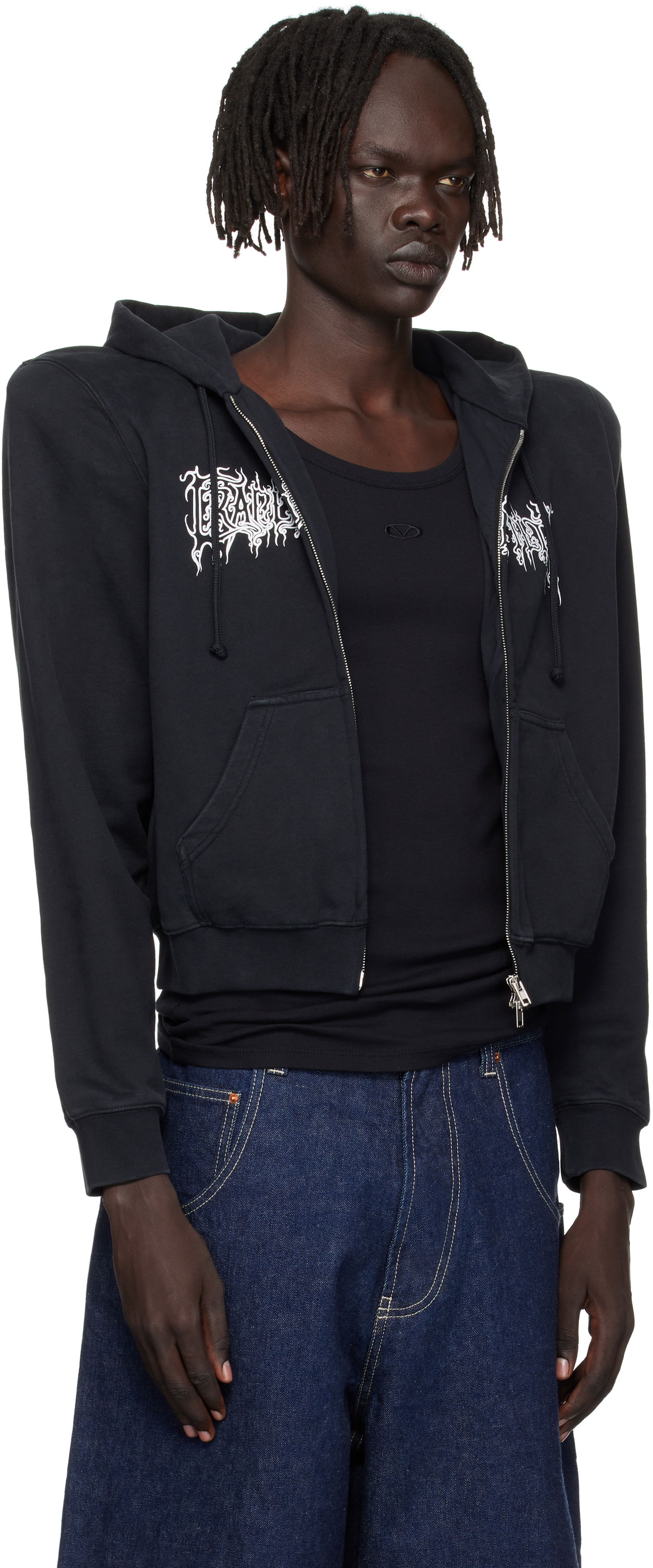 Sweatshirt VETEMENTS Vetements Cradle of Filth Logo Extreme Shoulder Zip-Up Hoodie Sort | UCF76ZU170B, 1