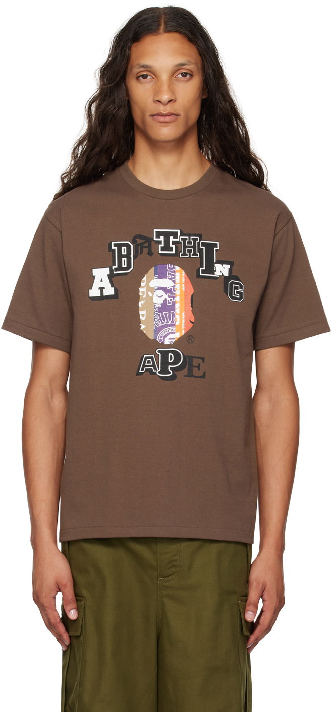 T-shirt BAPE BAPE Brown Fans Scarf College T-Shirt Brun | 001TEK301323M, 0