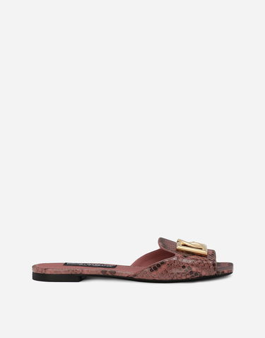 Tilbehør Dolce & Gabbana Dolce & Gabbana Python Skin Slides with DG Buckle Lyserød | CQ0593A2Y688H415, 0