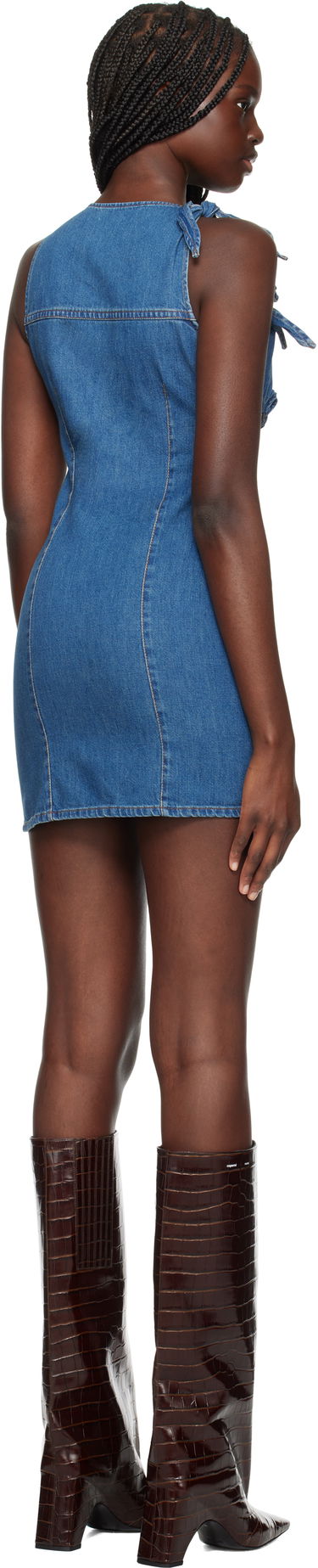 Kjole Coperni Coperni Asymmetric Flower Denim Minidress Blå | COPR158F2014, 2