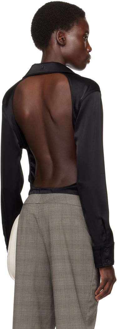 Skjorte Courrèges Courrèges Satin Shirt Sort | 225CBD123TA0007, 2