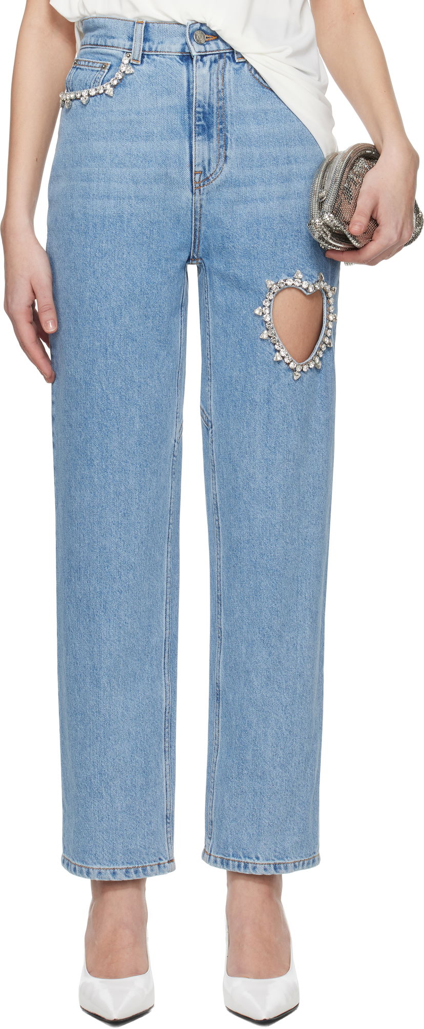 Jeans Area AREA Crystal Heart Cutout Jeans Blå | 0000PA0069DE01