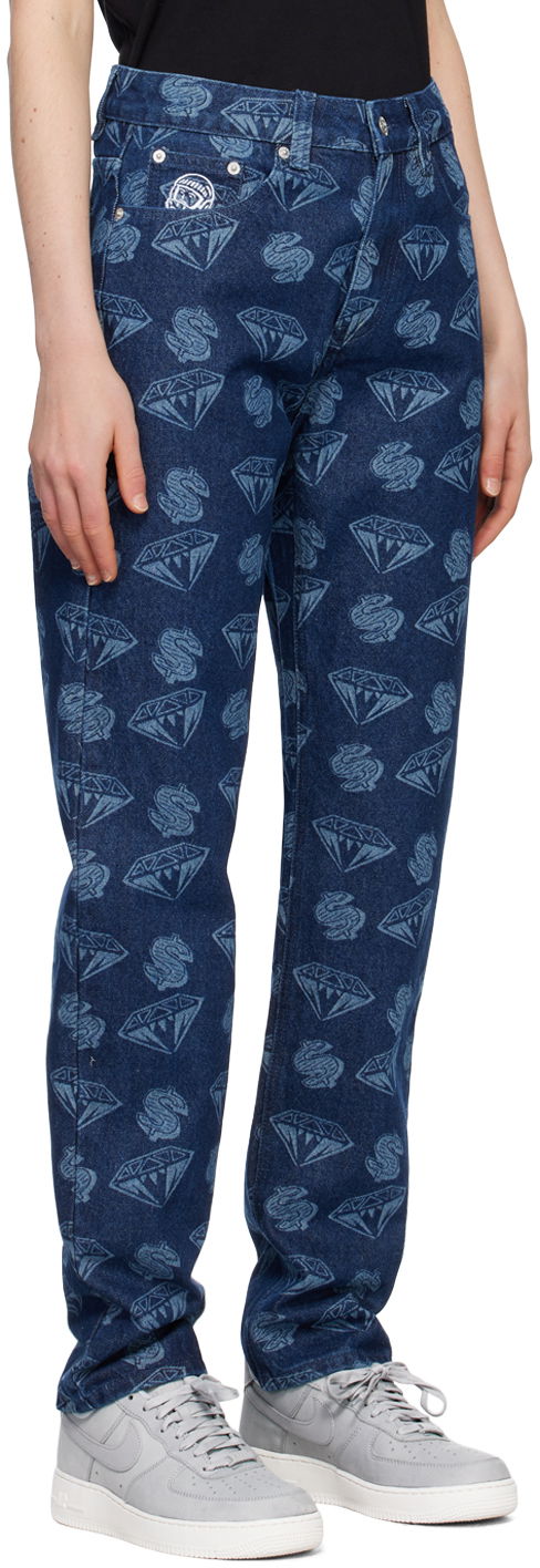 Jeans BILLIONAIRE BOYS CLUB Diamond & Dollars Print Jeans Blå | B23154, 1