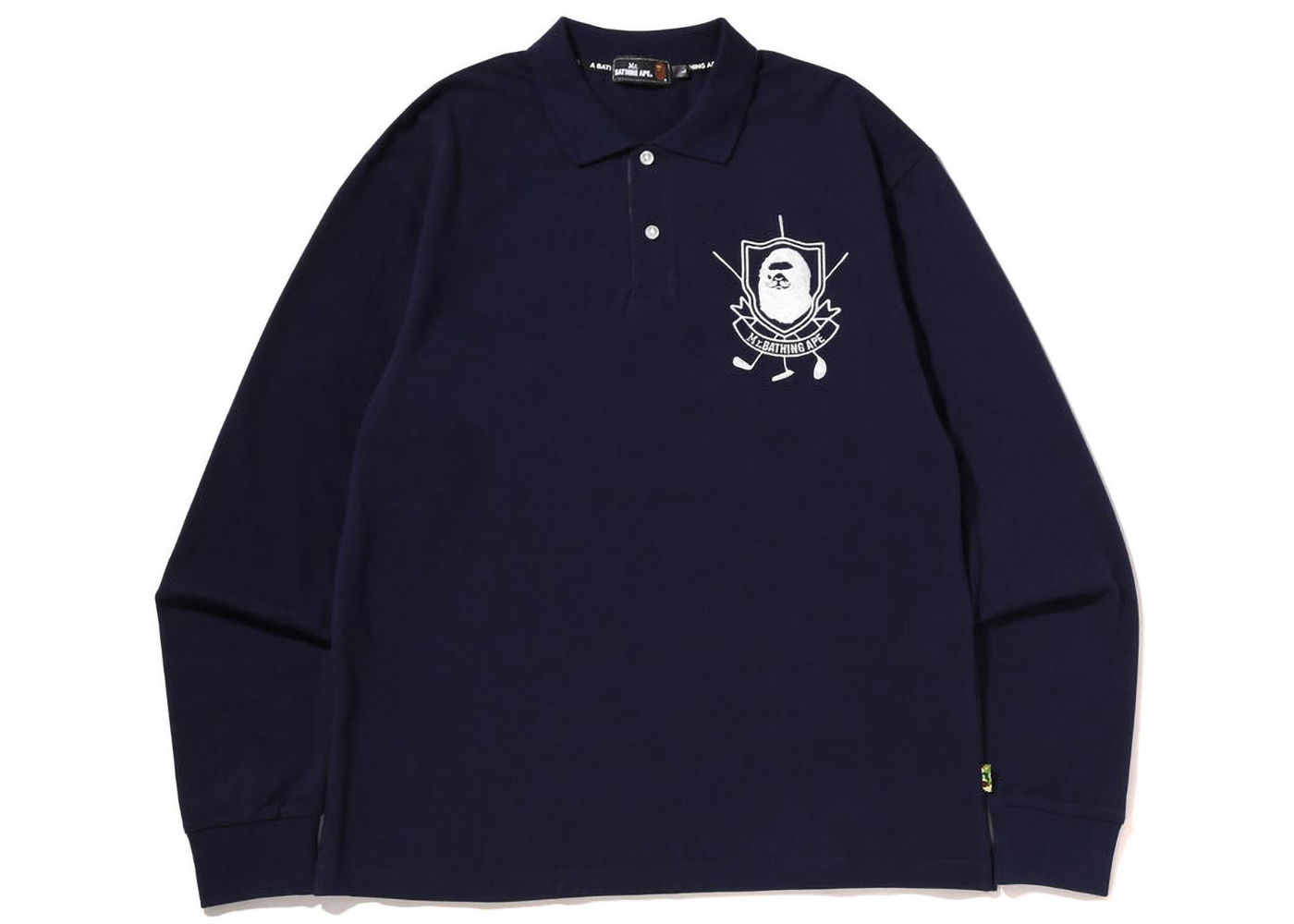 Polo skjorte BAPE Mr. Bathing Ape Golf L/S Polo Tee Mørkeblå | 7I80-112-001, 0