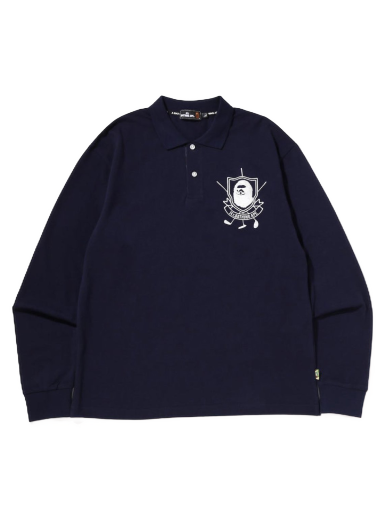 Polo skjorte BAPE Mr. Bathing Ape Golf L/S Polo Tee Mørkeblå | 7I80-112-001