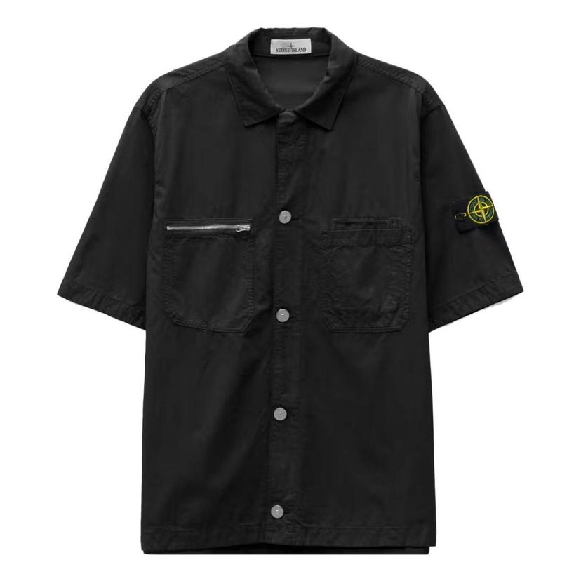 Skjorte Stone Island Zip Pocket Shirt Sort | 781511429-V0029