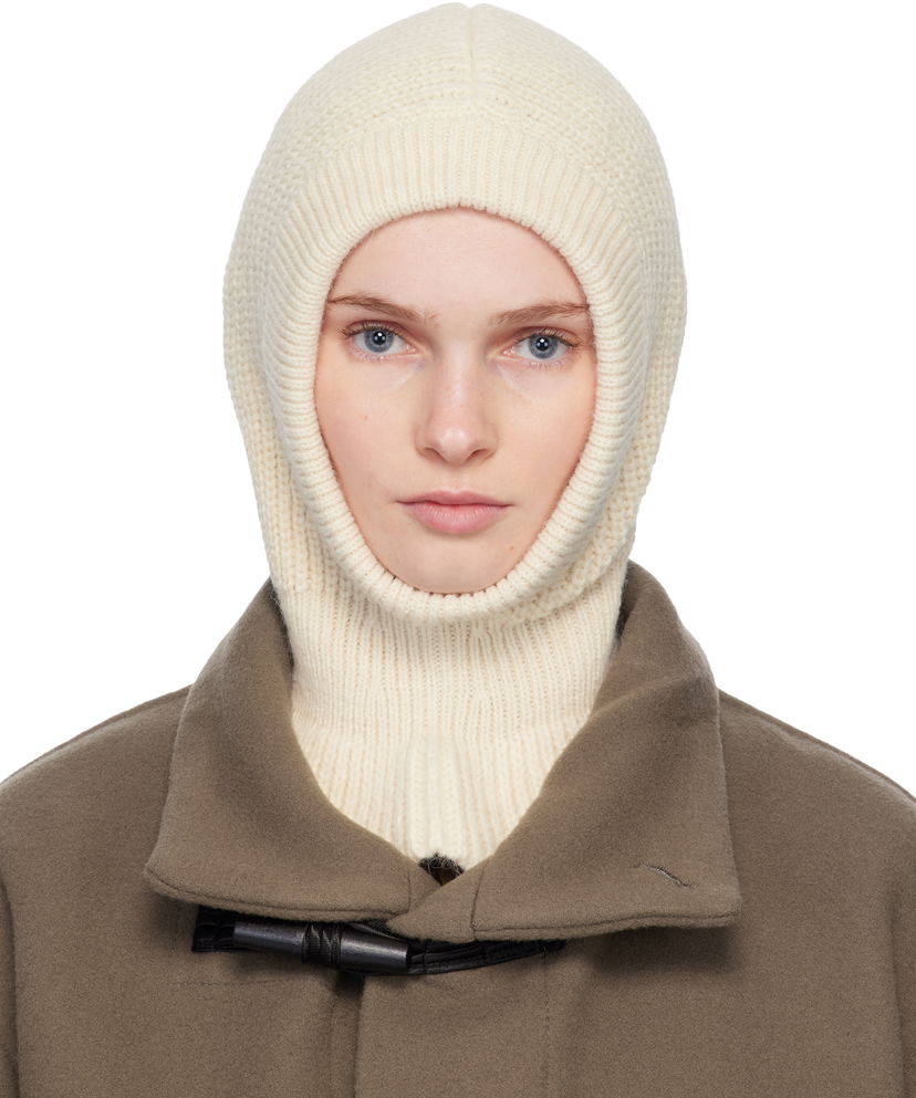 Hat LEMAIRE Knitted Hood Balaclava Hvid | AC1227 LK1028